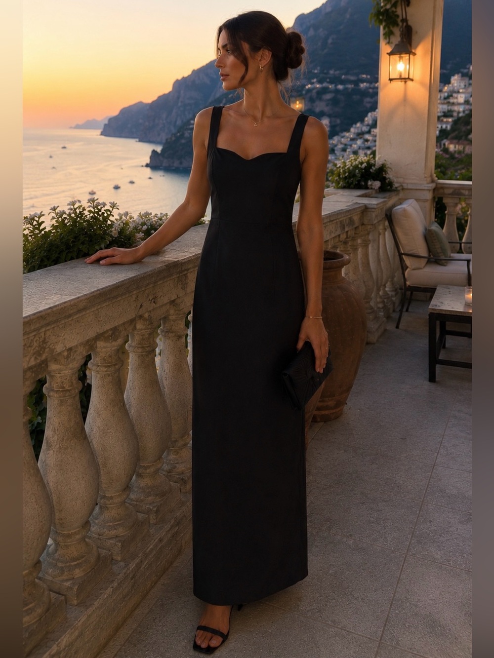 Lynn Lugo Black Silk Maxi Dress Women Size 2 Elegant Evening Formal Gown